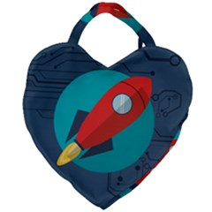 Rocket-with-science-related-icons-image Giant Heart Shaped Tote by Salman4z