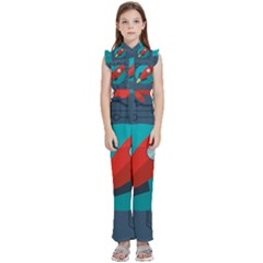 Rocket-with-science-related-icons-image Kids  Sleeveless Ruffle Edge Band Collar Chiffon One Piece by Salman4z