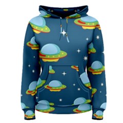 Seamless-pattern-ufo-with-star-space-galaxy-background Women s Pullover Hoodie by Salman4z