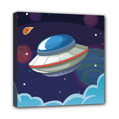 Ufo-alien-spaceship-galaxy Mini Canvas 8  X 8  (stretched) by Salman4z