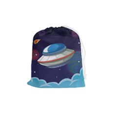 Ufo-alien-spaceship-galaxy Drawstring Pouch (medium) by Salman4z