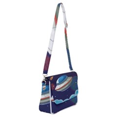 Ufo-alien-spaceship-galaxy Shoulder Bag With Back Zipper by Salman4z