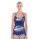 Ufo-alien-spaceship-galaxy Boyleg Halter Swimsuit  View1