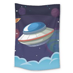 Ufo-alien-spaceship-galaxy Large Tapestry by Salman4z