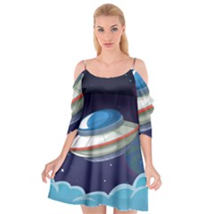 Ufo-alien-spaceship-galaxy Cutout Spaghetti Strap Chiffon Dress by Salman4z