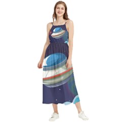 Ufo-alien-spaceship-galaxy Boho Sleeveless Summer Dress