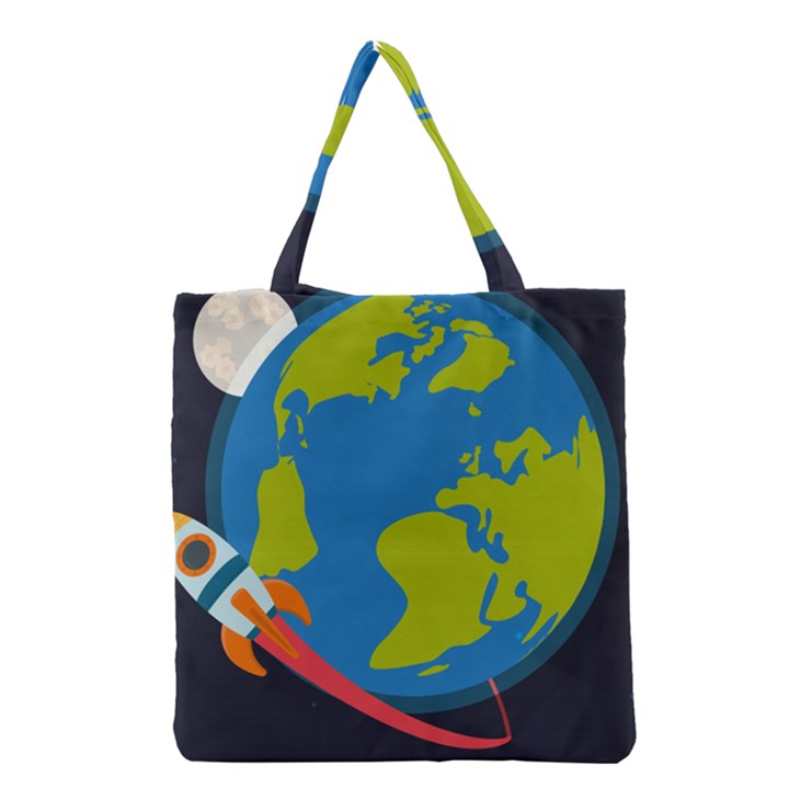 Spaceship-design Grocery Tote Bag