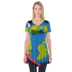 Spaceship-design Short Sleeve Tunic  by Salman4z