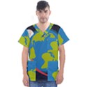 Spaceship-design Men s V-Neck Scrub Top View1