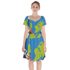 Spaceship-design Short Sleeve Bardot Dress by Salman4z