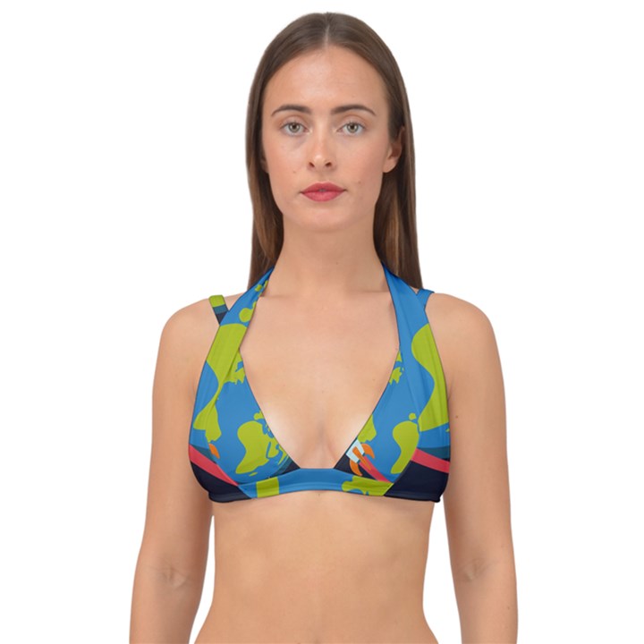 Spaceship-design Double Strap Halter Bikini Top