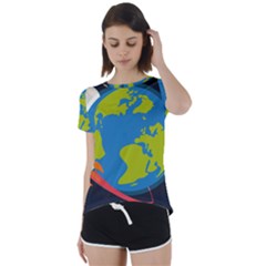 Spaceship-design Short Sleeve Open Back Tee