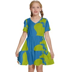 Spaceship-design Kids  Short Sleeve Tiered Mini Dress