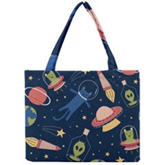 Seamless-pattern-with-funny-aliens-cat-galaxy Mini Tote Bag by Salman4z