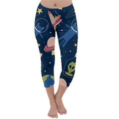 Seamless-pattern-with-funny-aliens-cat-galaxy Capri Winter Leggings  by Salman4z