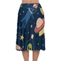 Seamless-pattern-with-funny-aliens-cat-galaxy Velvet Flared Midi Skirt View2