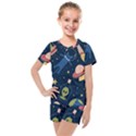 Seamless-pattern-with-funny-aliens-cat-galaxy Kids  Mesh Tee and Shorts Set View1