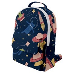 Seamless-pattern-with-funny-aliens-cat-galaxy Flap Pocket Backpack (small) by Salman4z