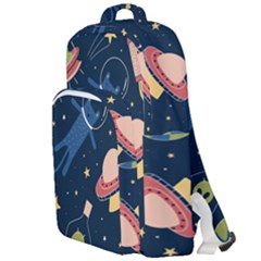 Seamless-pattern-with-funny-aliens-cat-galaxy Double Compartment Backpack by Salman4z