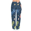 Seamless-pattern-with-funny-aliens-cat-galaxy Women Velvet Drawstring Pants View2