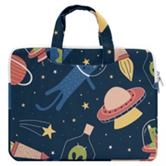 Seamless-pattern-with-funny-aliens-cat-galaxy Macbook Pro 13  Double Pocket Laptop Bag by Salman4z