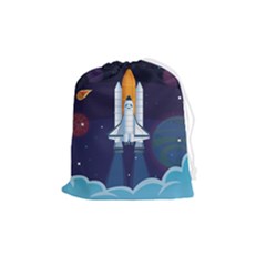 Spaceship-milkyway-galaxy Drawstring Pouch (medium) by Salman4z