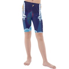 Spaceship-milkyway-galaxy Kids  Mid Length Swim Shorts by Salman4z