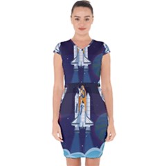 Spaceship-milkyway-galaxy Capsleeve Drawstring Dress  by Salman4z