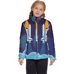 Spaceship-milkyway-galaxy Kids  Puffer Bubble Jacket Coat by Salman4z