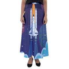 Spaceship-milkyway-galaxy Flared Maxi Skirt