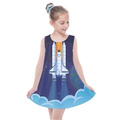 Spaceship-milkyway-galaxy Kids  Summer Dress by Salman4z