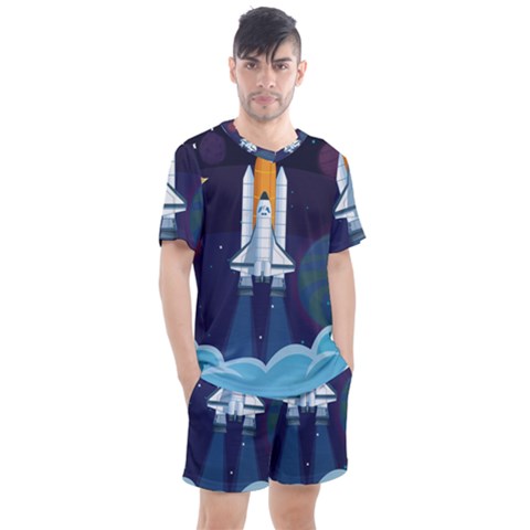 Spaceship-milkyway-galaxy Men s Mesh Tee And Shorts Set by Salman4z