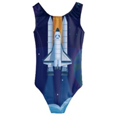 Spaceship-milkyway-galaxy Kids  Cut-out Back One Piece Swimsuit by Salman4z