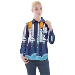 Spaceship-milkyway-galaxy Women s Long Sleeve Pocket Shirt