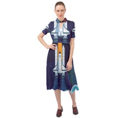 Spaceship-milkyway-galaxy Keyhole Neckline Chiffon Dress by Salman4z