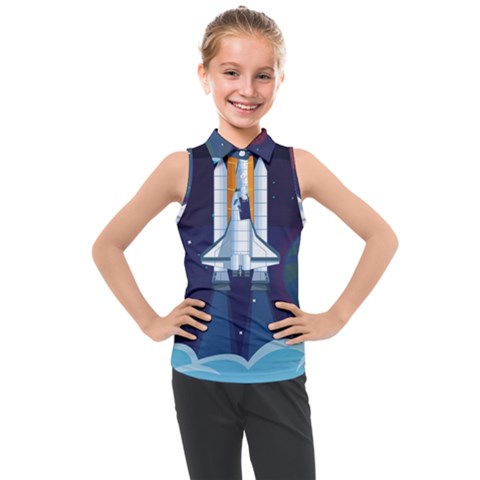 Spaceship-milkyway-galaxy Kids  Sleeveless Polo Tee by Salman4z