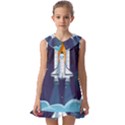 Spaceship-milkyway-galaxy Kids  Pilgrim Collar Ruffle Hem Dress View1