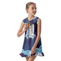 Spaceship-milkyway-galaxy Kids  Pilgrim Collar Ruffle Hem Dress View2