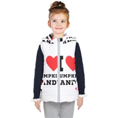 I Love Pumpkin Candy Kids  Hooded Puffer Vest by ilovewhateva