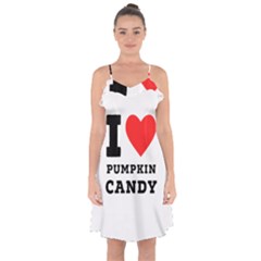 I Love Pumpkin Candy Ruffle Detail Chiffon Dress by ilovewhateva