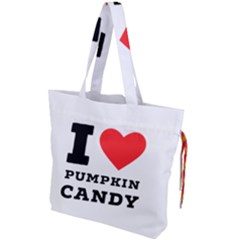 I Love Pumpkin Candy Drawstring Tote Bag by ilovewhateva