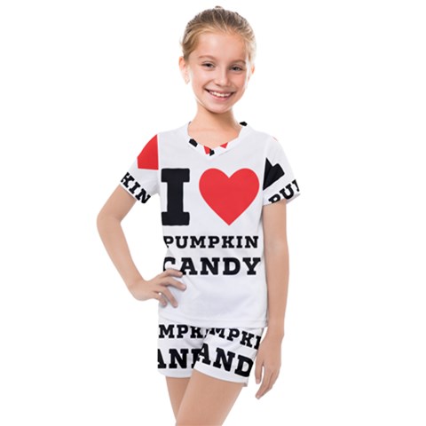 I Love Pumpkin Candy Kids  Mesh Tee And Shorts Set by ilovewhateva