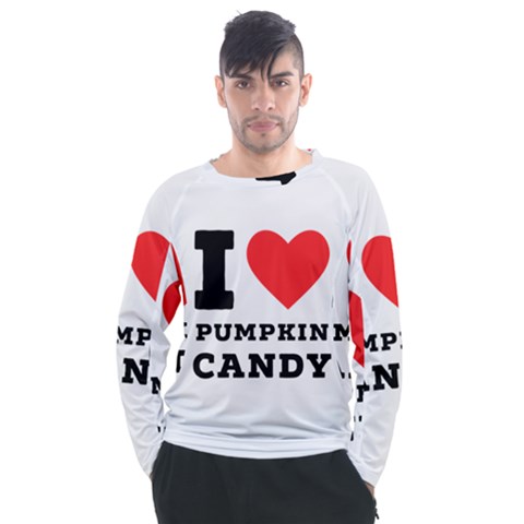 I Love Pumpkin Candy Men s Long Sleeve Raglan Tee by ilovewhateva