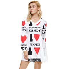 I Love Pumpkin Candy Tiered Long Sleeve Mini Dress by ilovewhateva