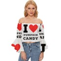 I love pumpkin candy Off Shoulder Flutter Bell Sleeve Top View1