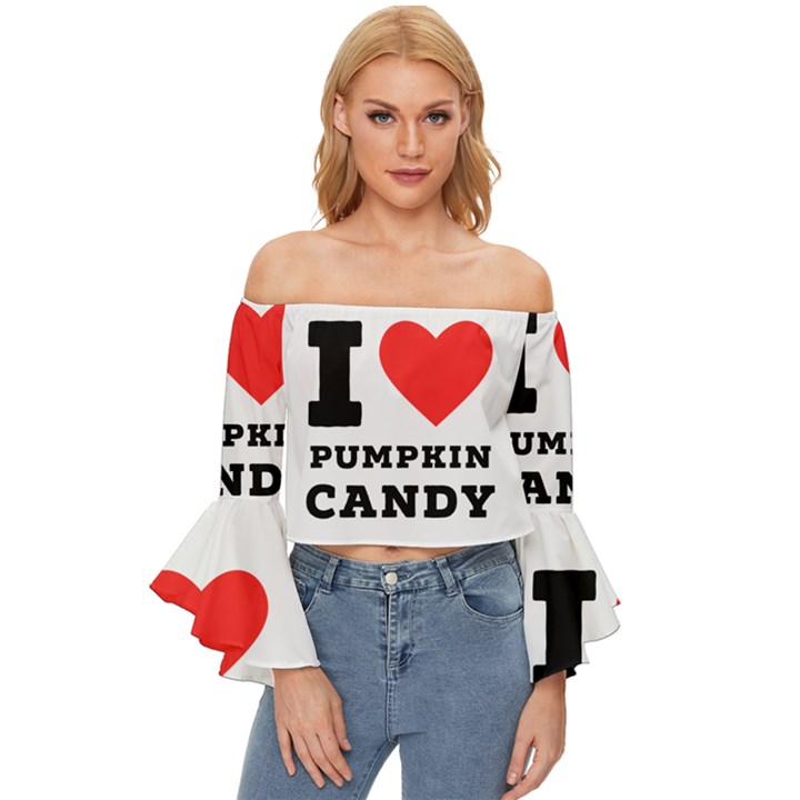 I love pumpkin candy Off Shoulder Flutter Bell Sleeve Top