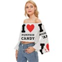 I love pumpkin candy Off Shoulder Flutter Bell Sleeve Top View2