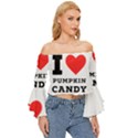 I love pumpkin candy Off Shoulder Flutter Bell Sleeve Top View3