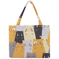 Seamless-pattern-cute-cat-cartoons Mini Tote Bag by Salman4z