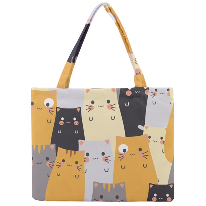 Seamless-pattern-cute-cat-cartoons Mini Tote Bag